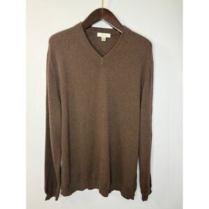 Turnbury Mens Cashmere V Neck Sweater Chocolate Brown Classic Sz XL Tall